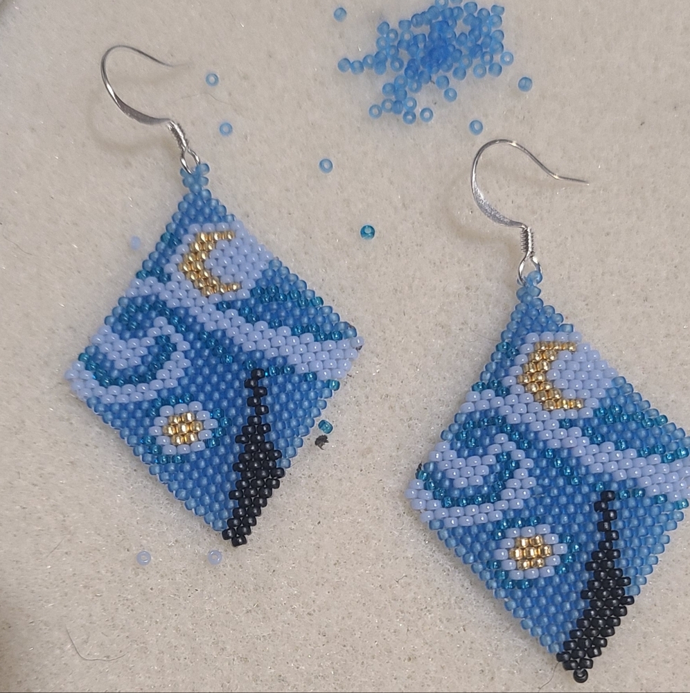 Starry sky beaded earrings